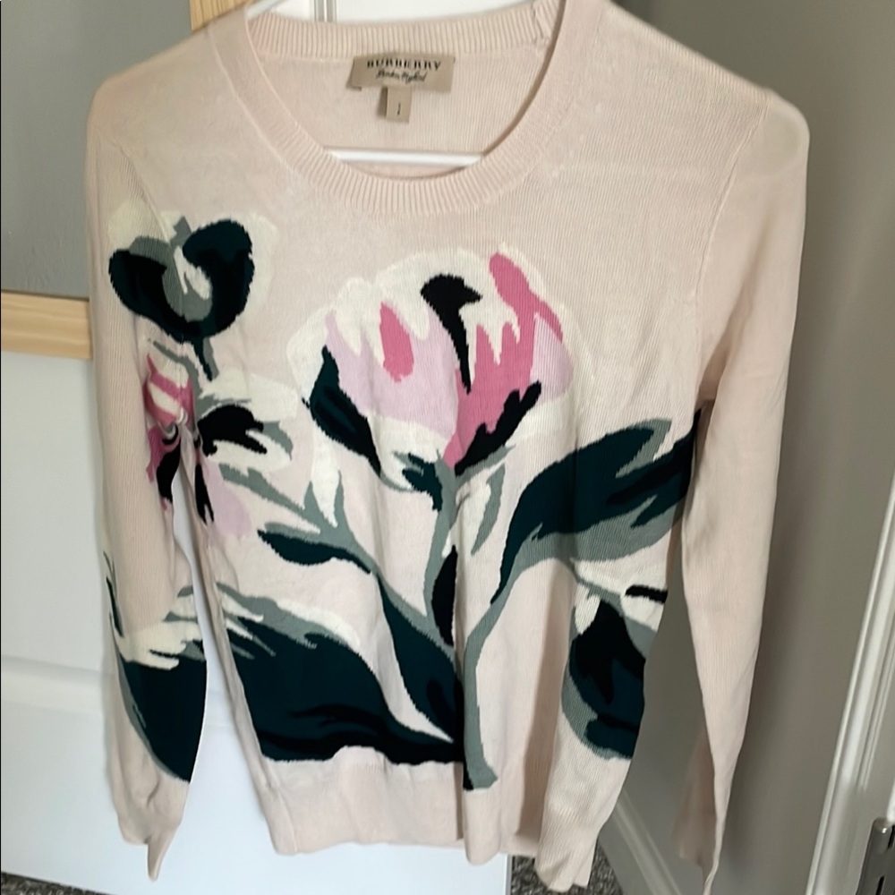Burberry Women's Floral Sweater - Pink and Green NWOT